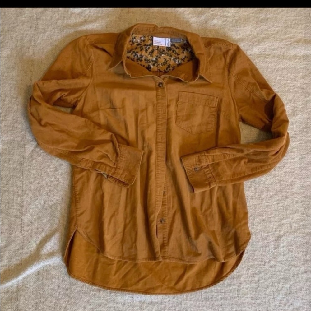 Anthropologie Brown/orange Casual Button Down Shirt